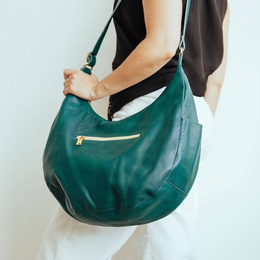 Slouchy Crescent Bag in Agave